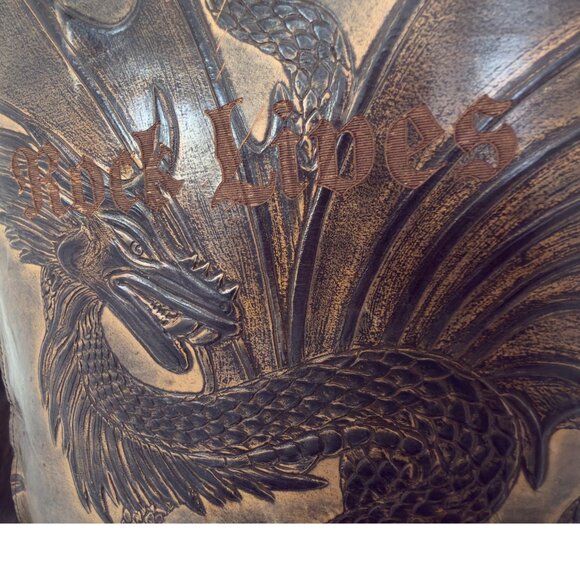 Mark Nason "Rock Never Dies" Rock Lives Dragon Leather Messenger Bag - Picture 7 of 16